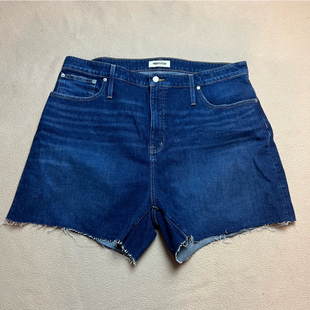 Madewell Shorts Womens 36 Curvy High Rise Denim Jean Stretch Cut Off Dark